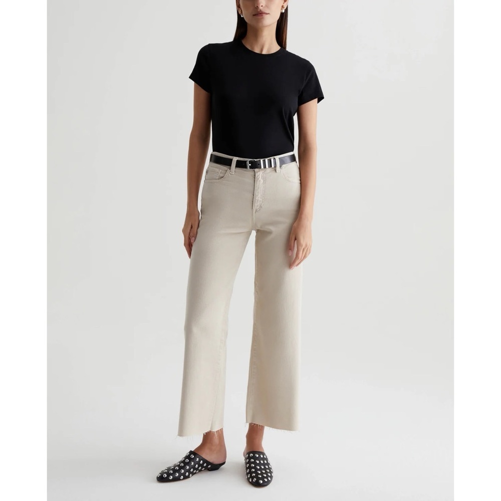 AG Jeans Saige wide leg crop jeans cloud soft denim NEW 32 neutral